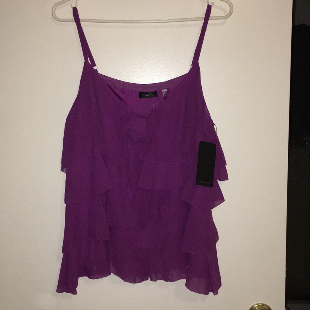 CC Couture silk ruffled camisole top size L